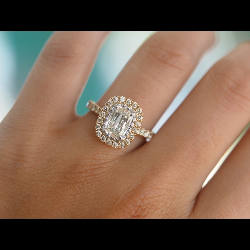 A. Jaffe Cushion Cut Halo Engagement Ring